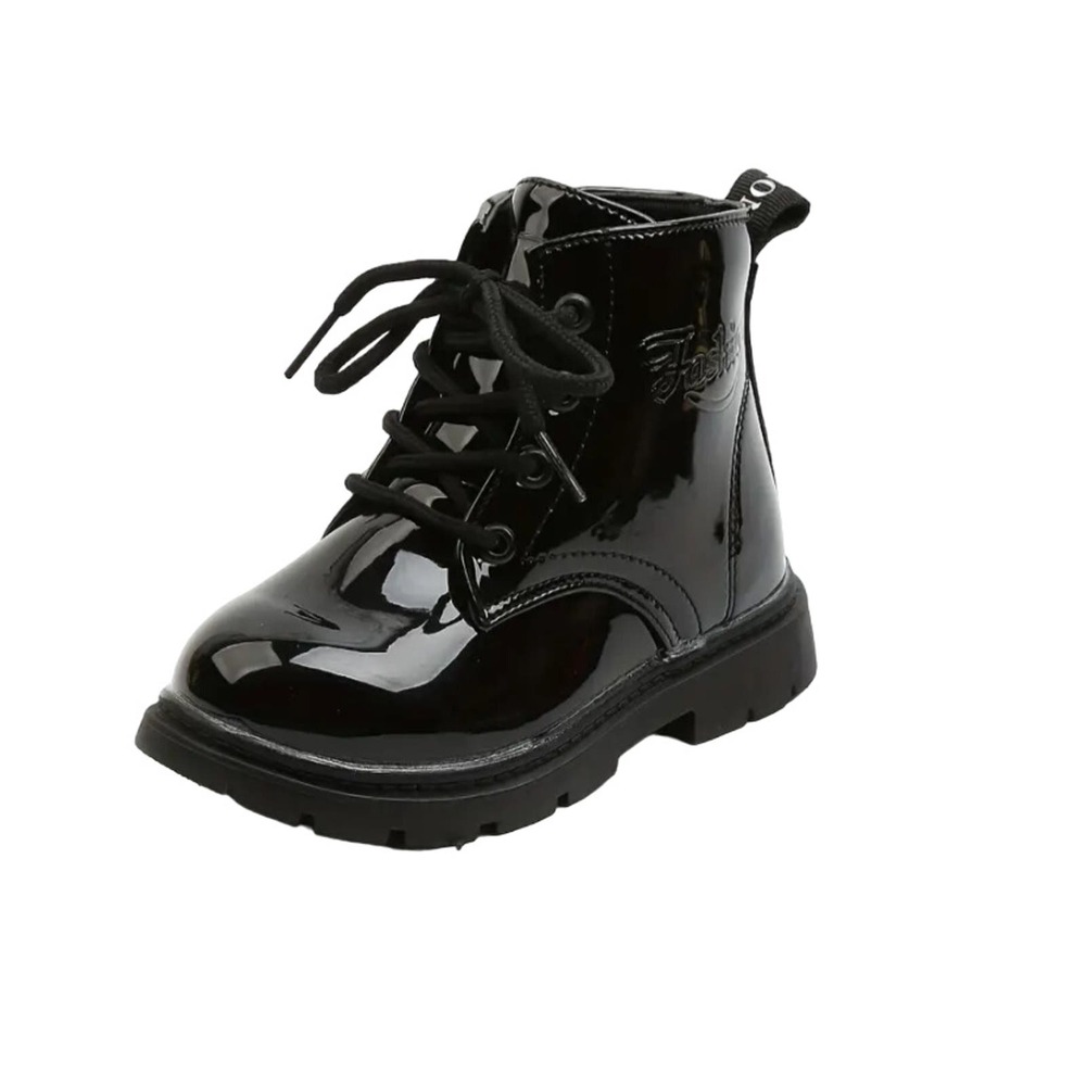 Patent Leather Style Black Toddler Unisex Boots Size 8